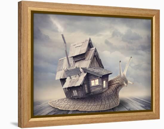 Snail with a Shell House-egal-Framed Premier Image Canvas