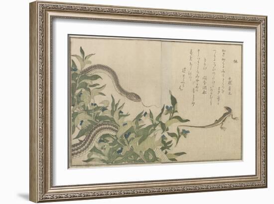 Snake and Lizard, 1788-Kitagawa Utamaro-Framed Giclee Print