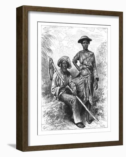 Snake Catcher and Charcoal Girl, Martinique, C1890-null-Framed Giclee Print