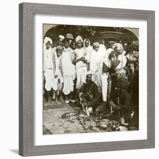Snake Charmer, Calcutta, India, C1900s-Underwood & Underwood-Framed Photographic Print