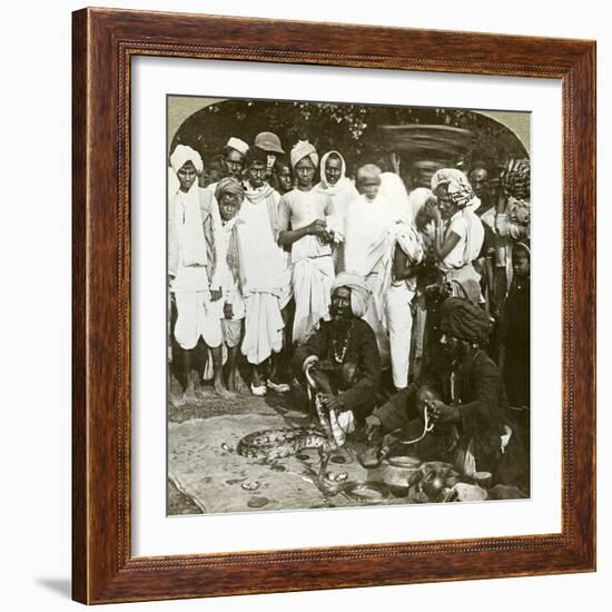 Snake Charmer, Calcutta, India, C1900s-Underwood & Underwood-Framed Photographic Print