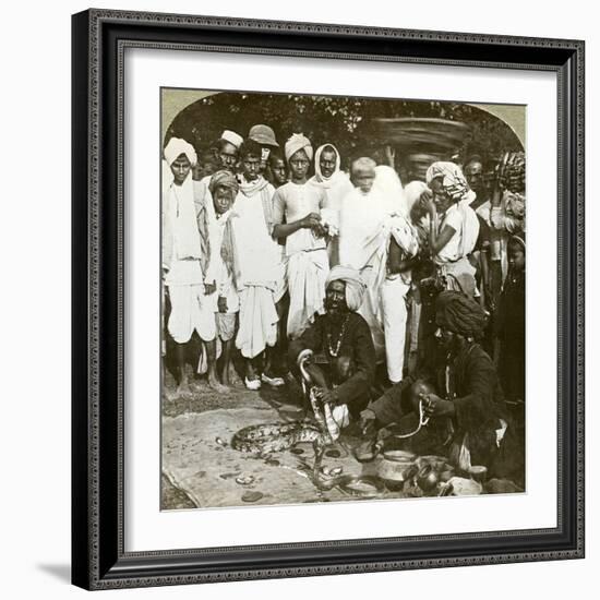 Snake Charmer, Calcutta, India, C1900s-Underwood & Underwood-Framed Photographic Print