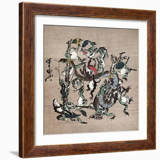 Snake Extermination of by Frog-Kyosai Kawanabe-Framed Giclee Print