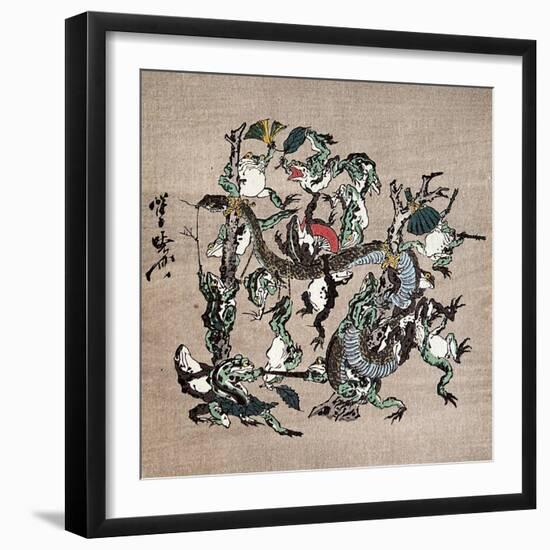 Snake Extermination of by Frog-Kyosai Kawanabe-Framed Giclee Print