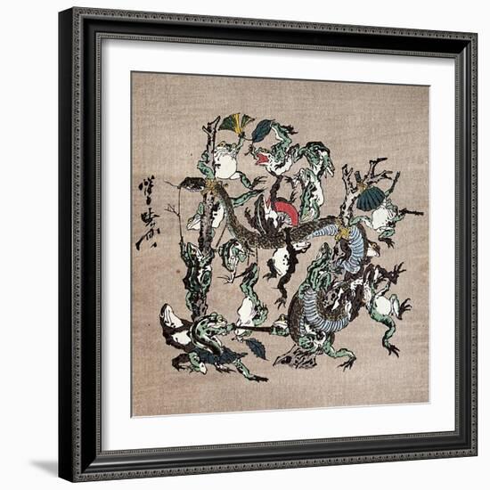 Snake Extermination of by Frog-Kyosai Kawanabe-Framed Giclee Print