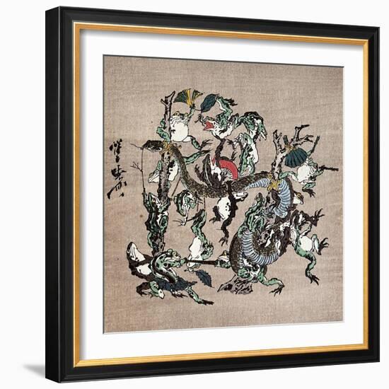 Snake Extermination of by Frog-Kyosai Kawanabe-Framed Giclee Print