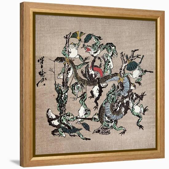 Snake Extermination of by Frog-Kyosai Kawanabe-Framed Premier Image Canvas