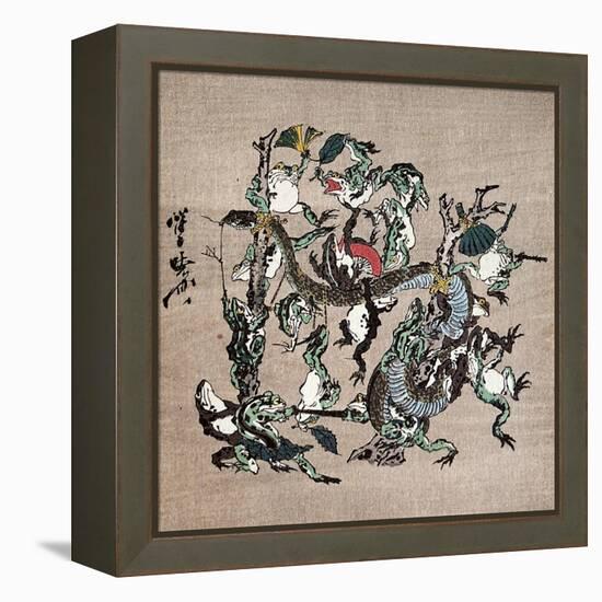 Snake Extermination of by Frog-Kyosai Kawanabe-Framed Premier Image Canvas