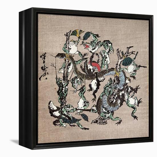 Snake Extermination of by Frog-Kyosai Kawanabe-Framed Premier Image Canvas