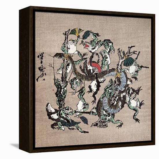 Snake Extermination of by Frog-Kyosai Kawanabe-Framed Premier Image Canvas