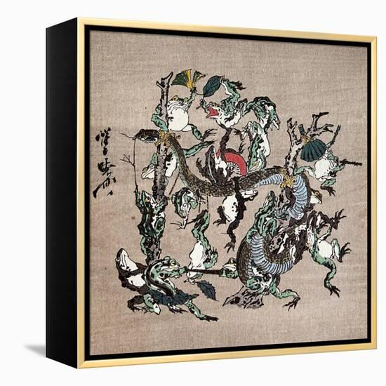 Snake Extermination of by Frog-Kyosai Kawanabe-Framed Premier Image Canvas