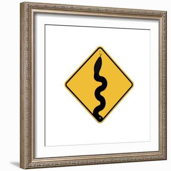 Snake in Road Sign-J Hovenstine Studios-Framed Giclee Print