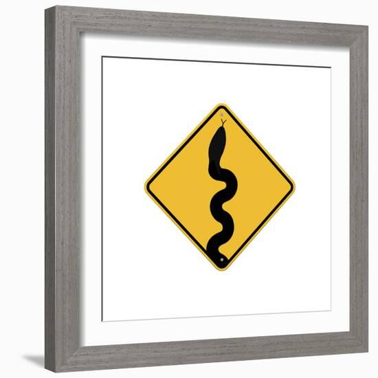 Snake in Road Sign-J Hovenstine Studios-Framed Giclee Print