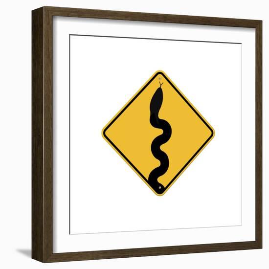 Snake in Road Sign-J Hovenstine Studios-Framed Giclee Print