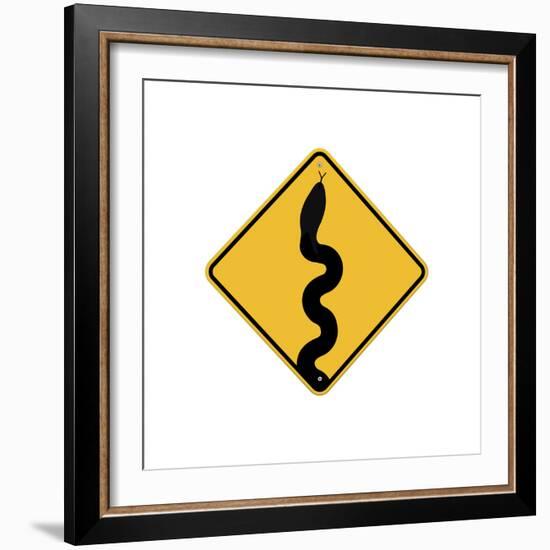 Snake in Road Sign-J Hovenstine Studios-Framed Giclee Print