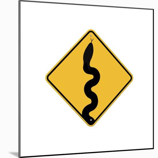 Snake in Road Sign-J Hovenstine Studios-Mounted Giclee Print