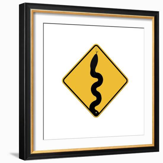 Snake in Road Sign-J Hovenstine Studios-Framed Giclee Print