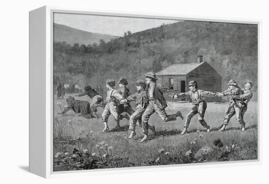 Snap-The-Whip, from the Harper's Weekly, September 20, 1873, (Wood Engraving on Newsprint)-Winslow Homer-Framed Premier Image Canvas