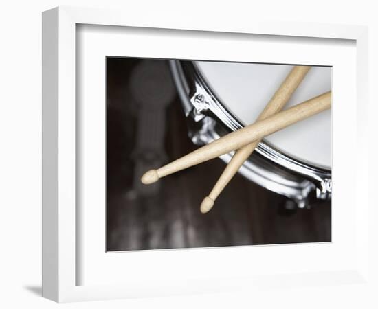 Snare Drum and Drumsticks-Roy McMahon-Framed Photographic Print