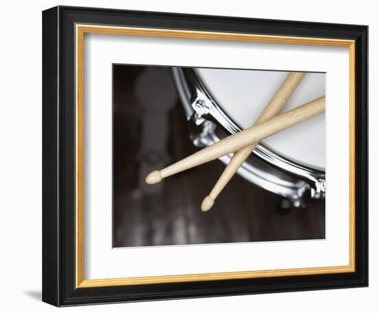 Snare Drum and Drumsticks-Roy McMahon-Framed Photographic Print
