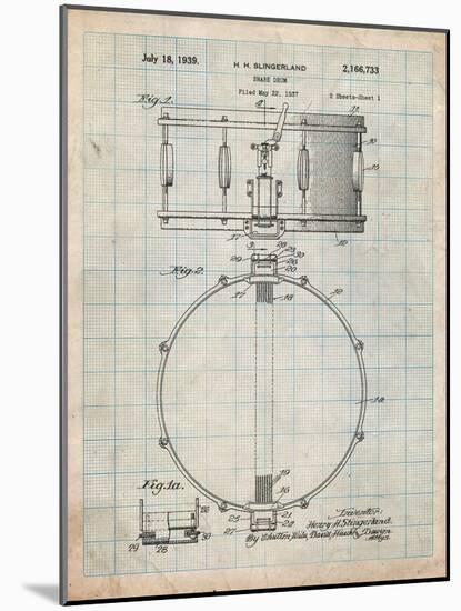 Snare Drum Instrument Patent-Cole Borders-Mounted Art Print