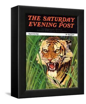 "Snarling Tiger," Saturday Evening Post Cover, April 19, 1941-Emmett Watson-Framed Premier Image Canvas