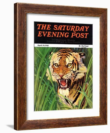 "Snarling Tiger," Saturday Evening Post Cover, April 19, 1941-Emmett Watson-Framed Giclee Print