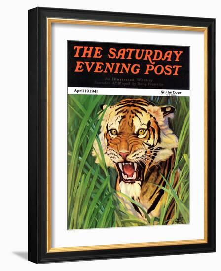 "Snarling Tiger," Saturday Evening Post Cover, April 19, 1941-Emmett Watson-Framed Giclee Print