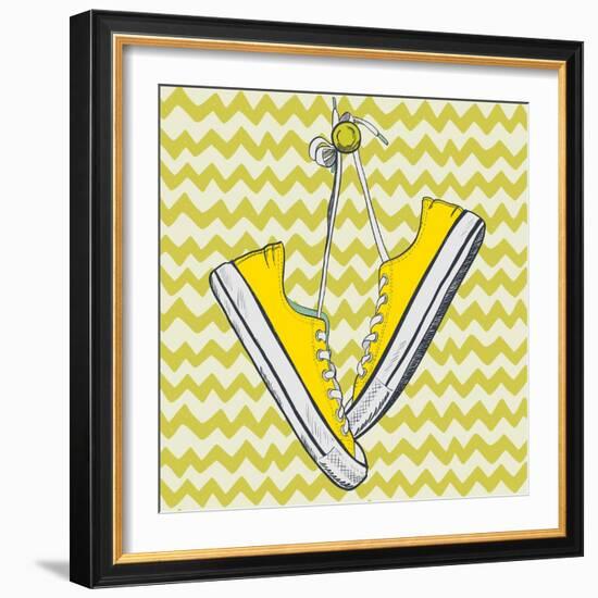 Sneakers Sketch-TashaNatasha-Framed Art Print