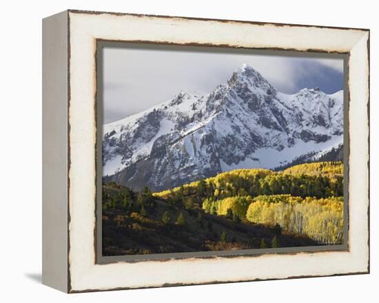 Sneffels Range with Aspens in Fall Colors, Near Ouray, Colorado-James Hager-Framed Premier Image Canvas