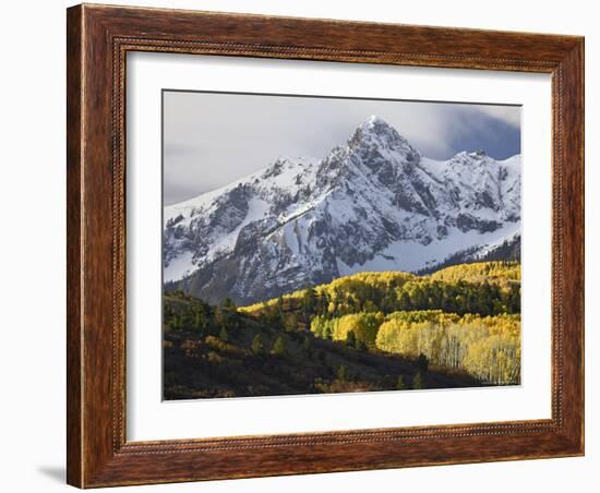 Sneffels Range with Aspens in Fall Colors, Near Ouray, Colorado-James Hager-Framed Photographic Print