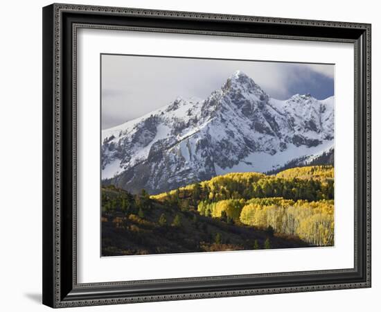 Sneffels Range with Aspens in Fall Colors, Near Ouray, Colorado-James Hager-Framed Photographic Print