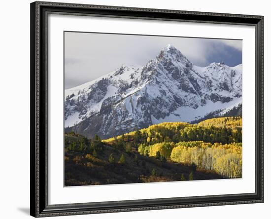 Sneffels Range with Aspens in Fall Colors, Near Ouray, Colorado-James Hager-Framed Photographic Print