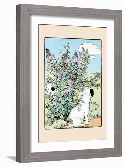 Snip And Snap Play In the Lilac Bushes-Julia Dyar Hardy-Framed Art Print