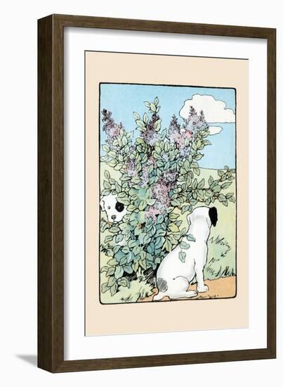 Snip And Snap Play In the Lilac Bushes-Julia Dyar Hardy-Framed Art Print