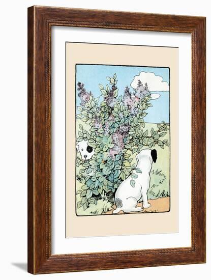 Snip And Snap Play In the Lilac Bushes-Julia Dyar Hardy-Framed Art Print