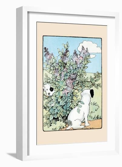 Snip And Snap Play In the Lilac Bushes-Julia Dyar Hardy-Framed Art Print