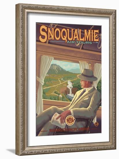 Snoqualmie by Air, Snoqualmie Falls, Washington-Lantern Press-Framed Art Print