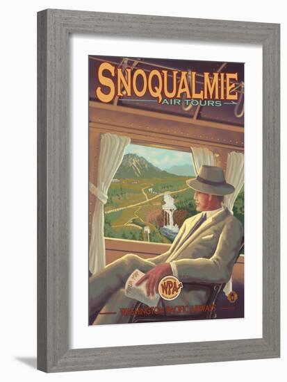 Snoqualmie by Air, Snoqualmie Falls, Washington-Lantern Press-Framed Art Print