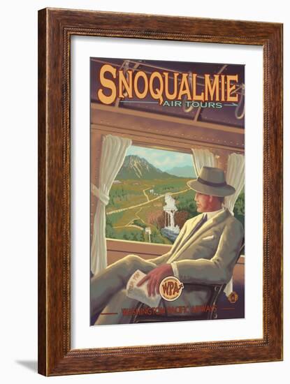 Snoqualmie by Air, Snoqualmie Falls, Washington-Lantern Press-Framed Art Print