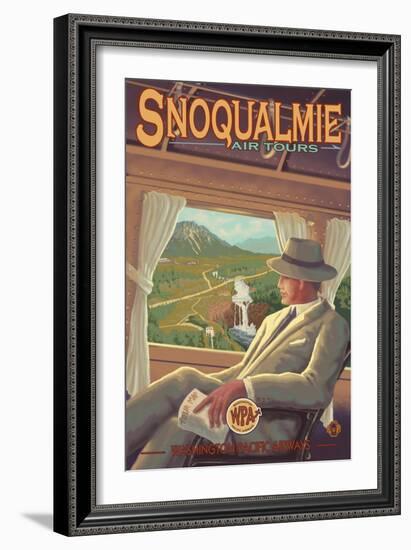 Snoqualmie by Air, Snoqualmie Falls, Washington-Lantern Press-Framed Art Print