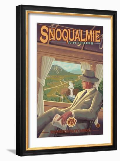 Snoqualmie by Air, Snoqualmie Falls, Washington-Lantern Press-Framed Art Print