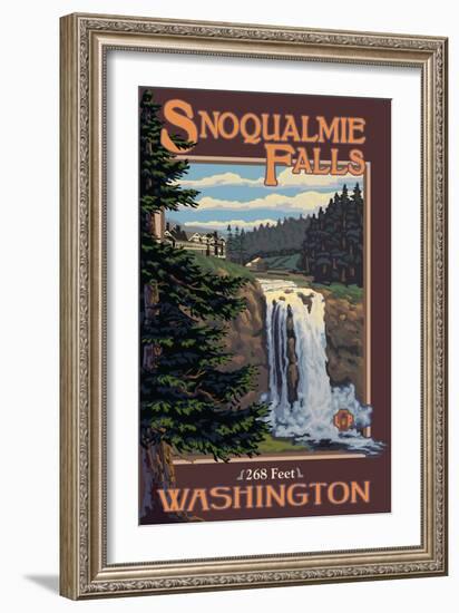 Snoqualmie Falls by Day, Washington-Lantern Press-Framed Art Print