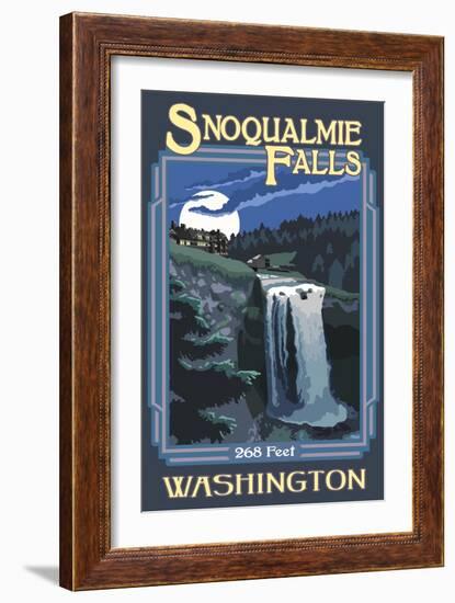 Snoqualmie Falls by Night, Washington-Lantern Press-Framed Art Print