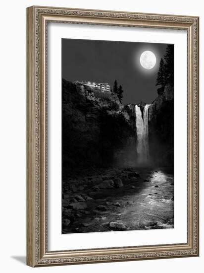 Snoqualmie Falls, Washington, View of the Falls at Night-Lantern Press-Framed Art Print