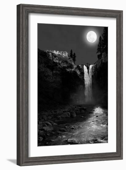 Snoqualmie Falls, Washington, View of the Falls at Night-Lantern Press-Framed Art Print