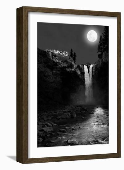 Snoqualmie Falls, Washington, View of the Falls at Night-Lantern Press-Framed Art Print