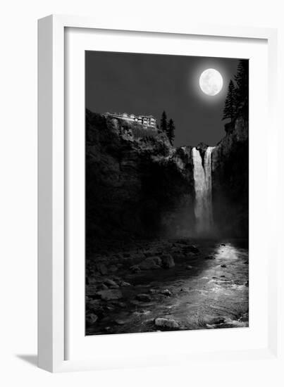 Snoqualmie Falls, Washington, View of the Falls at Night-Lantern Press-Framed Art Print