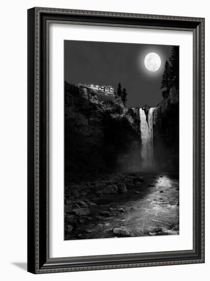 Snoqualmie Falls, Washington, View of the Falls at Night-Lantern Press-Framed Art Print