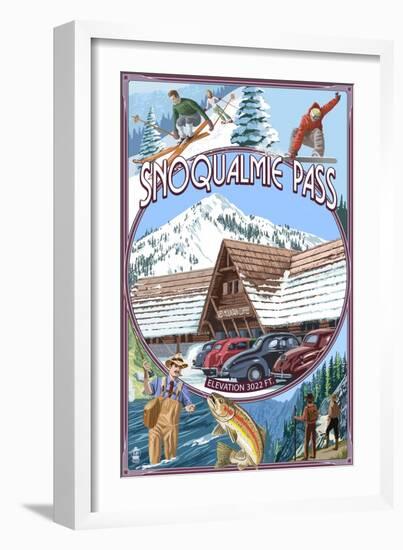 Snoqualmie Pass, Washington Views-Lantern Press-Framed Art Print